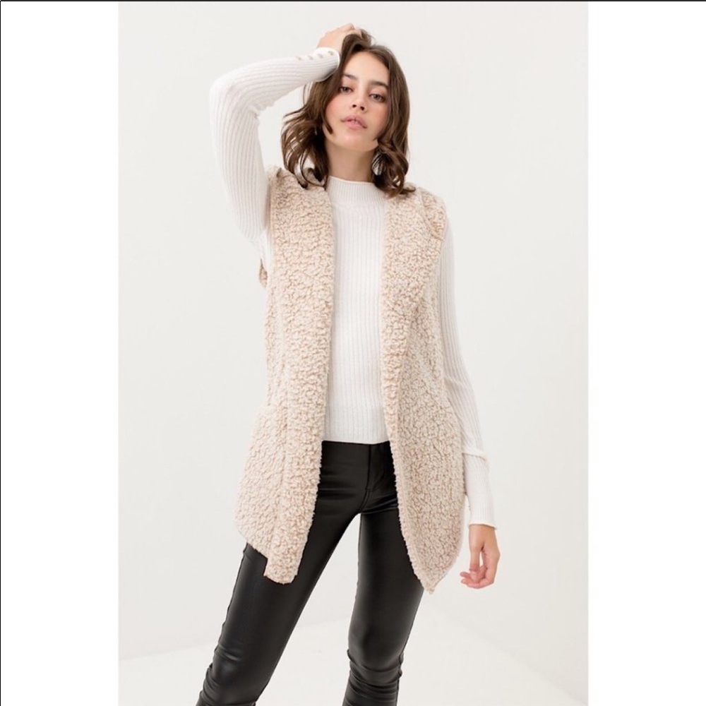 Sleeveless Faux Fur Vest with Hood